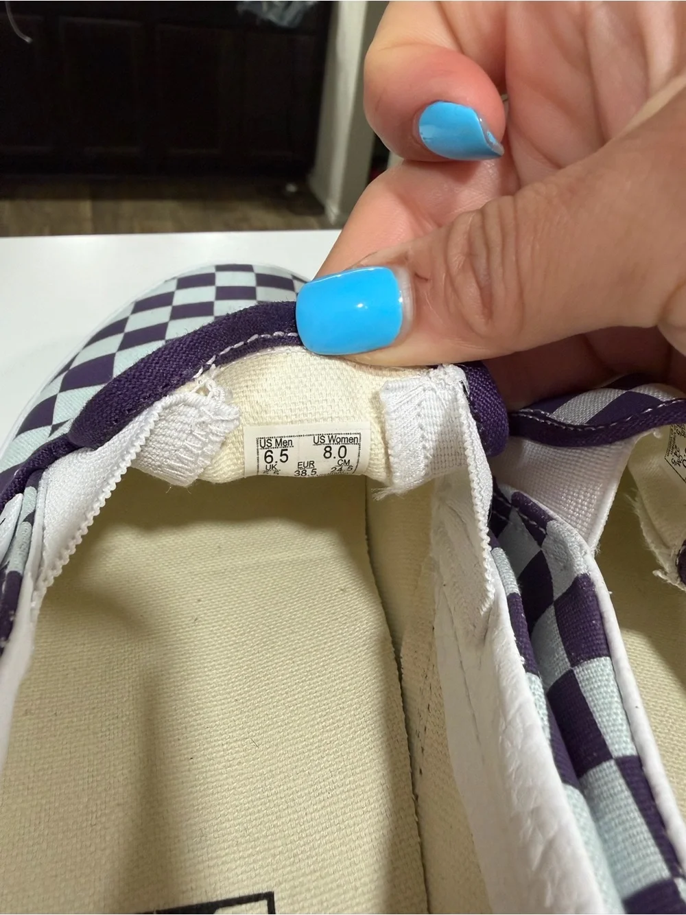 Vans Women’s Slip-On Checkerboard Clog — Purple & White